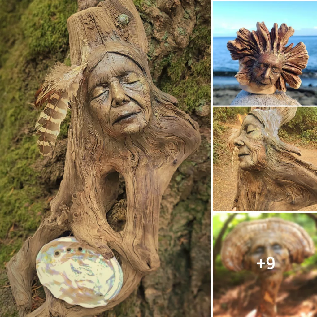 The Enchanting World of Driftwood, Seashell, and Mushroom Sculptures by a Talented Canadian Artist